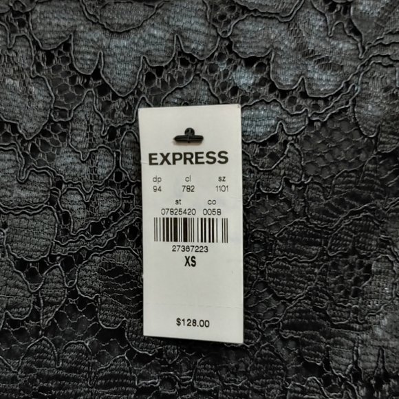 Express Black Lace Puff Sleeve Fit and Flare Dress Women's Size Extra Small XS - Picture 6 of 8